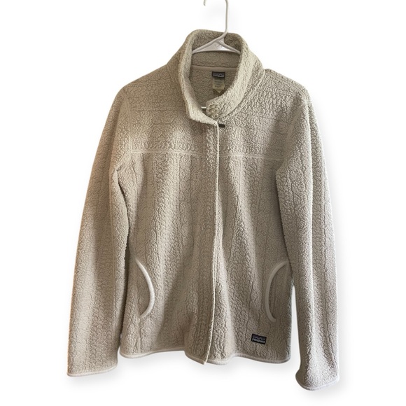 Patagonia Capra Fleece Diamond Quilted Jacket M Oyster Cream Good Condition - Picture 1 of 13